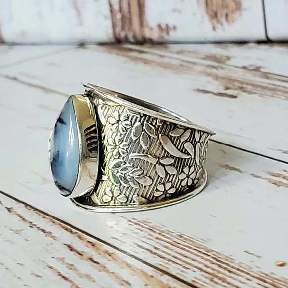 Artisan Merlinite Dendritic Opal Ring - Picture 4 of 8